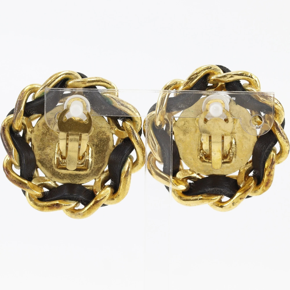 CHANEL Vintage Black Leather Logo Earrings - Picture 3 of 13